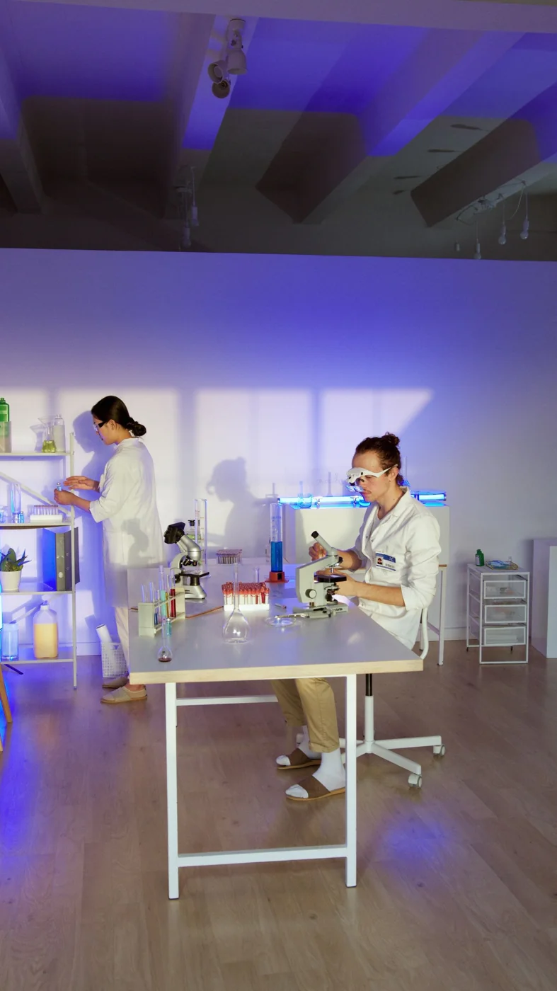 Two scientists working in a laboratory